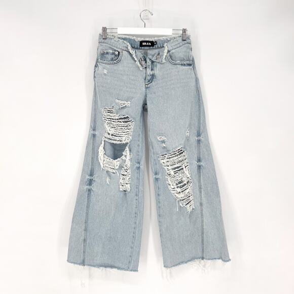 SER.O.YA Ollie Distressed Wide Leg Jeans Skylight Women’s Size 27 Streetwear - Picture 2 of 7